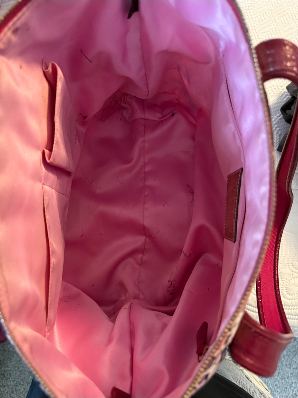 Coach Poppy Pink and Fuchsia Graffiti Canvas Tote with Gold Hardware - Picture 8 of 9